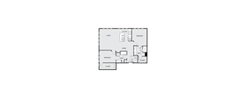 A floor plan of a house with a living room, dining room, kitchen, two bedrooms, a bathroom, and a closet.