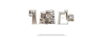 A 3D floor plan of a house with three different views.
