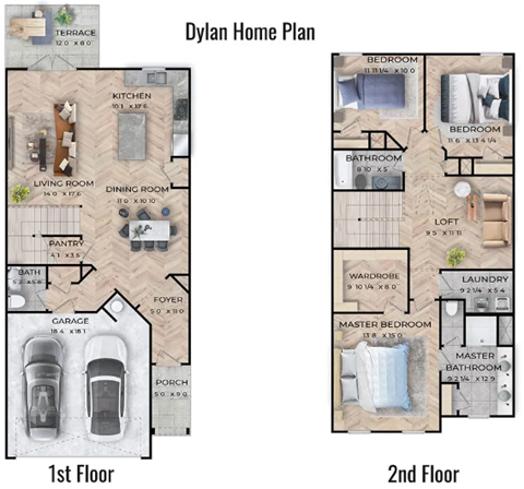 two floor plan of a house duplicative of each other