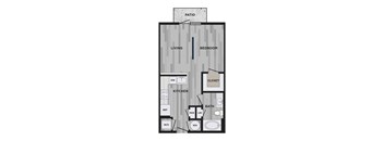 a floor plan of a studio apartment with a bedroom
