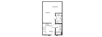 a floor plan of a 1 bedroom floor plan
