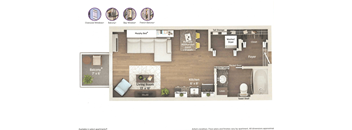 a floor plan of a house with a bedroom and a living room