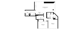 a floor plan of a house with a bedroom and a living room