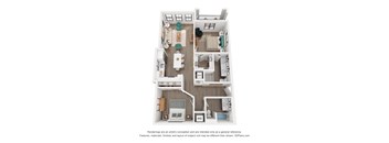 a stylized floor plan of a 2100 sqft apartment