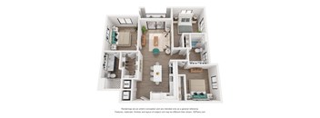 a 1 bedroom floorplan is shown in this rendering