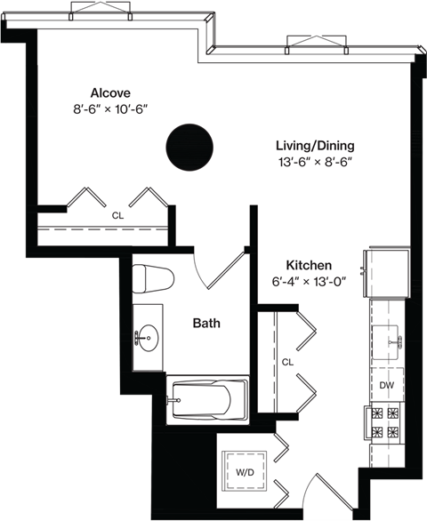 a floor plan of a small house with a bedroom and a living room