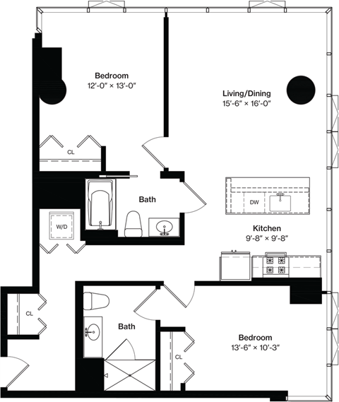 a floor plan of a small house with a bedroom and a living room