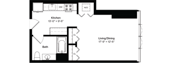 the floor plan of a bedroom apartment with a bathroom and a living room