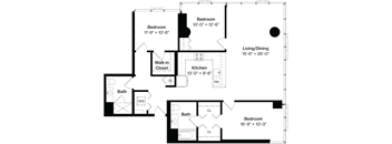 a floor plan of a house with bedrooms and a living room