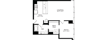 a floor plan of a house with a bedroom and a living room