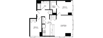 a floor plan of a house with a bedroom and a living room
