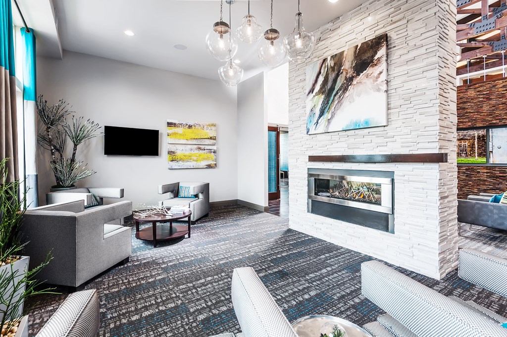 the preserve at ballantyne commons living room with fireplace