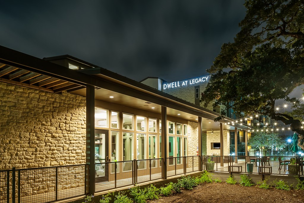 a night view of the facade of the dixie in legacy at night