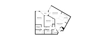 A black and white image of a house floor plan.