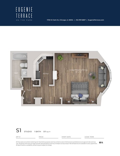 a 1 bedroom floor plan  s1  503 sq ft