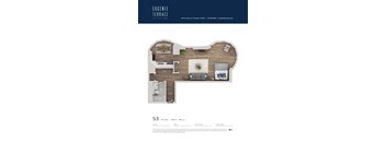 a stylized floor plan of a 3 bedroom apartment