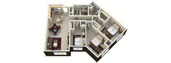 a 3d floor plan of a home with a bedroom and living room at Lake Susan Apartments in Chanhassen, MN