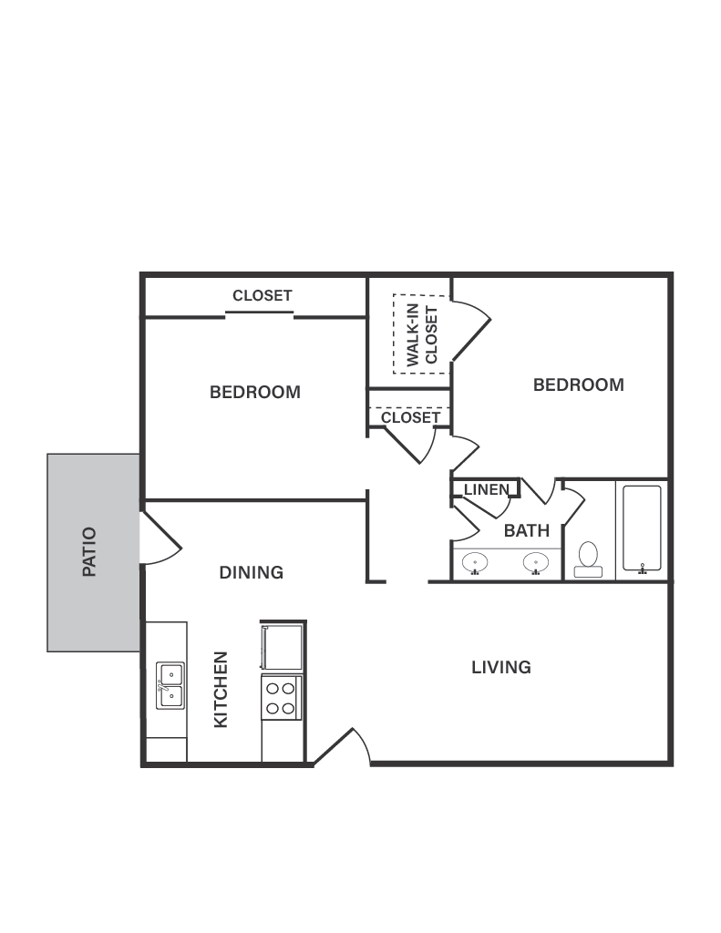 a floor plan of a 1 bedroom apartment
