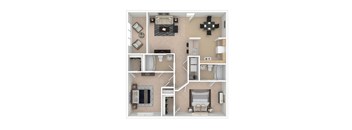 A floor plan of a house with a living room, kitchen, and bathroom.