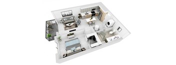 a floor plan of a house with a bedroom and a living room