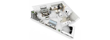 a floor plan of a house with a bedroom and a living room