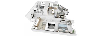 a floor plan of a house with a bedroom and a living room