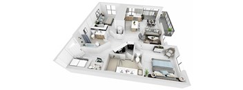 a floor plan of a house with a bedroom and a living room