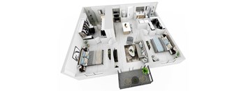 a floor plan of a house with a bedroom and a living room