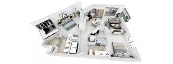 a floor plan of a house with a bedroom and a living room