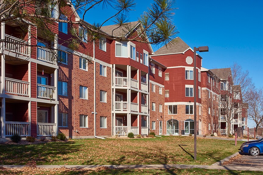 an apartment building on a city street