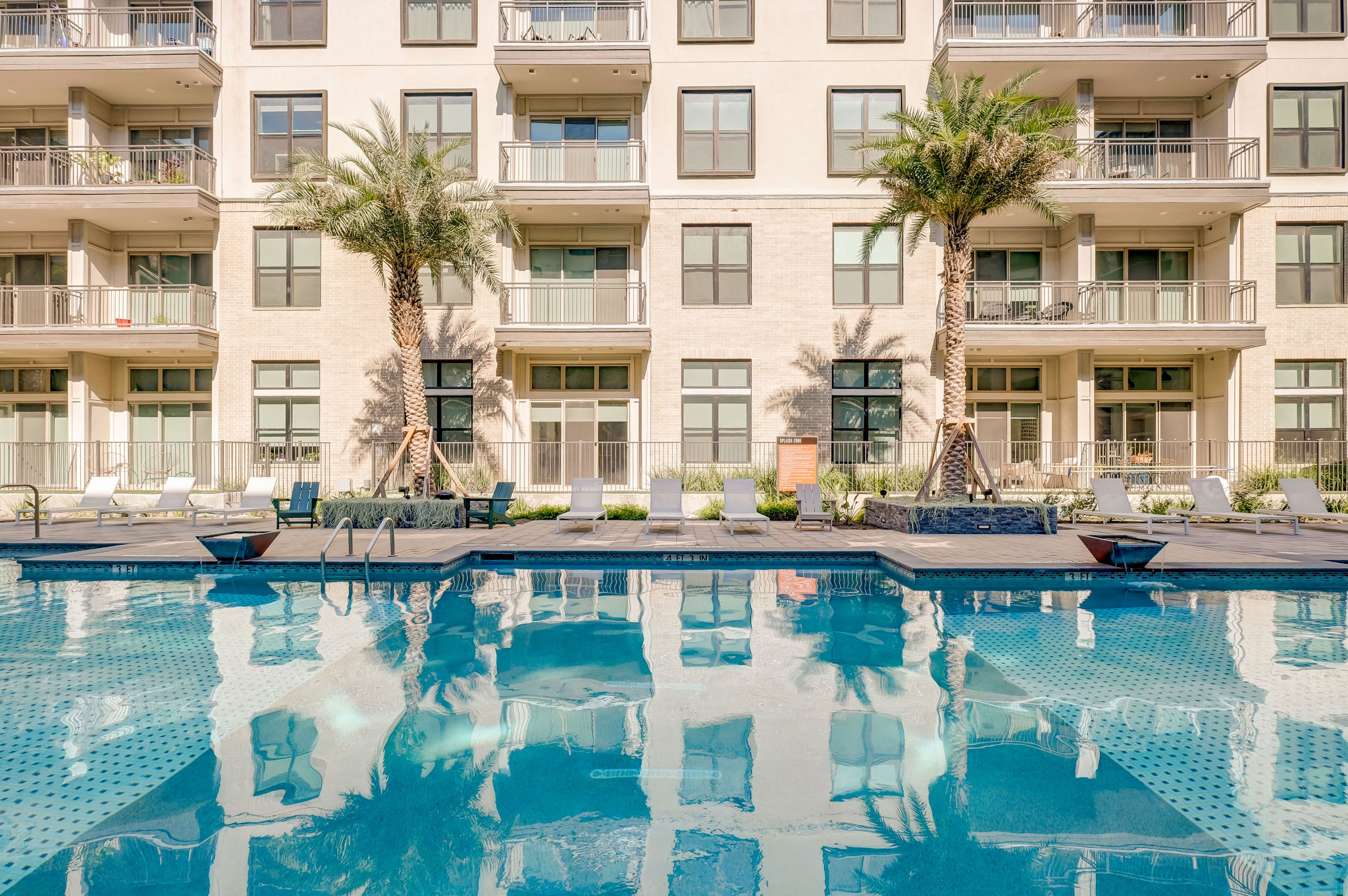 our apartments have a large swimming pool in front of our building