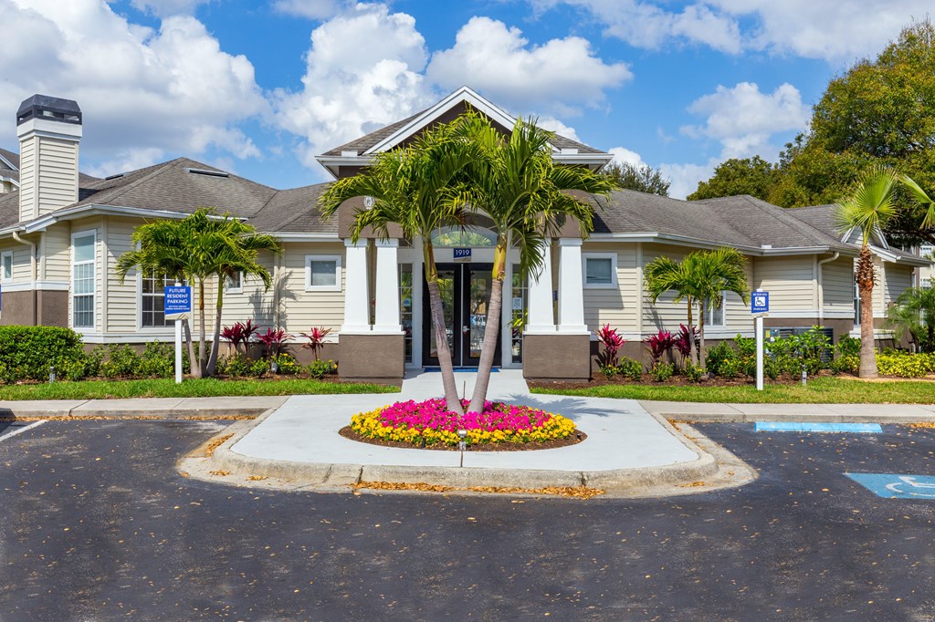 a house with a palm tree in front of it