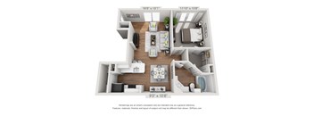 a 1 bedroom floorplan is shown in this illustration