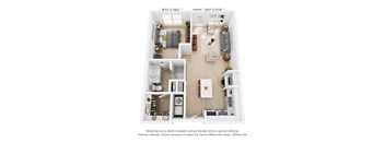 A floor plan of a two-bedroom apartment with dimensions and a disclaimer.