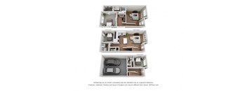 a 3 bedroom floor plan with a bathroom and a balcony