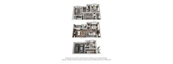 Three different floor plans of a house are shown.
