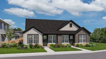 a rendering of a home with a lawn and a sidewalk