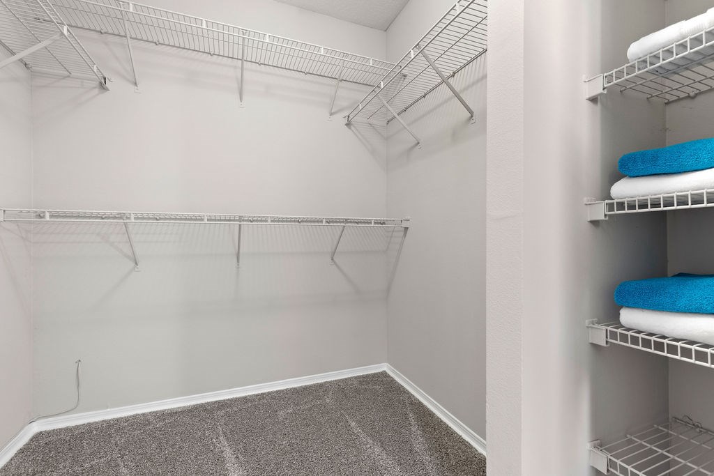 our apartments have a spacious walk in closet with plenty of room to move around