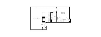 a floor plan of a house with a bedroom and a living room