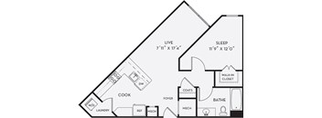 A floor plan of a house with a laundry room and a walk-in closet.