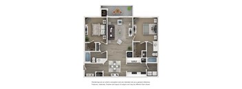 A floor plan of a house with a kitchen, living room, and bedrooms.