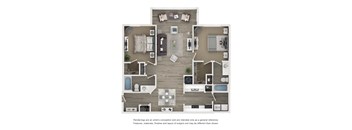 A floor plan of a house with a living room, kitchen, dining room, and bedrooms.