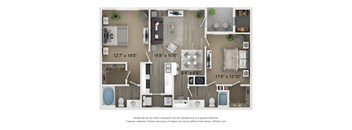 A floor plan of a house with dimensions and furniture layout.