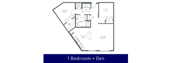 A floor plan of a 1 Bedroom + Den apartment.