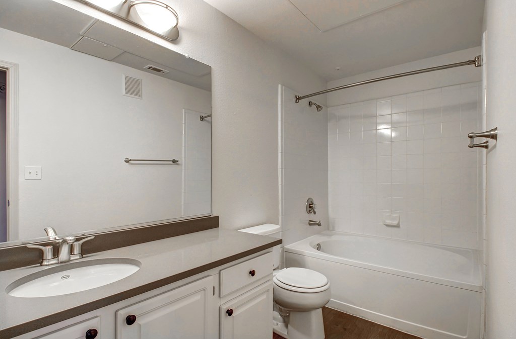 a bathroom with a sink toilet and bathtub