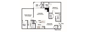 Two bedroom, two bath with dining area, deck and laundry room