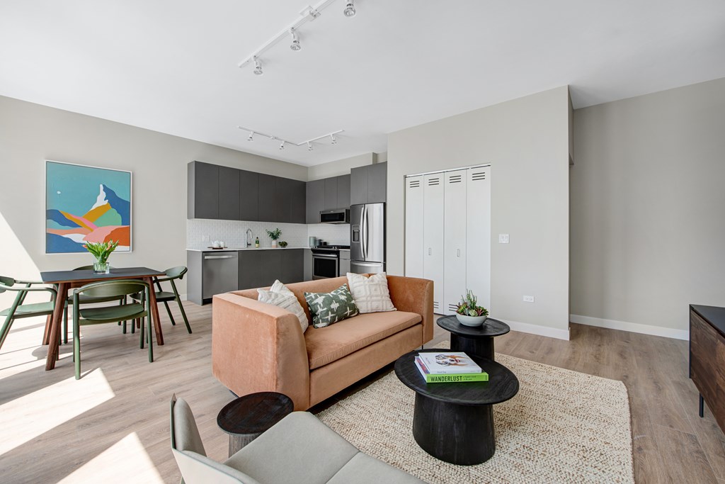 living room and kitchen
