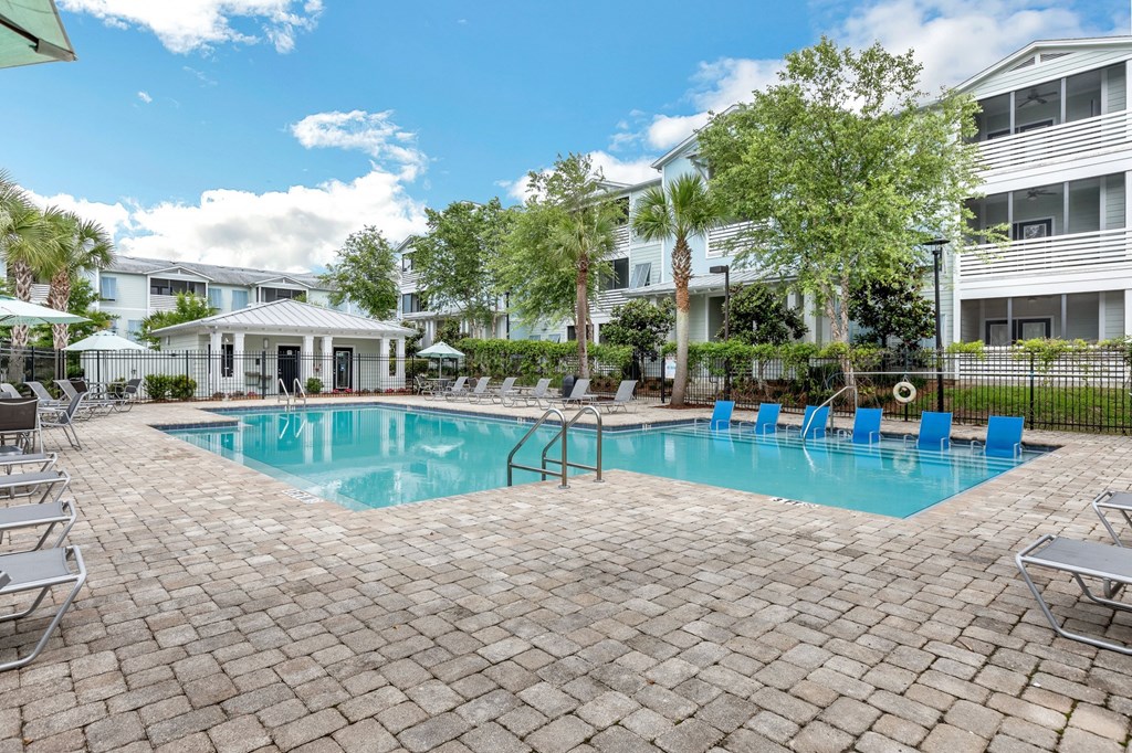 Beautiful Resort Style Pool Surrounded by Palm Trees