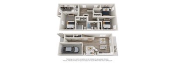 a stylized 3d floor plan of a 2100 sq ft house