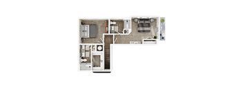 A detailed floor plan of a small apartment layout.